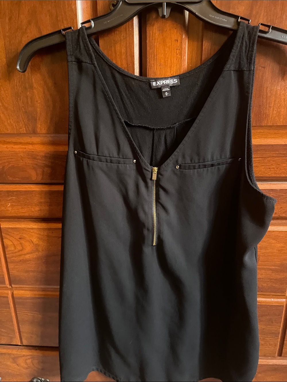 Express Black Sleeveless Zip-Front Camisole